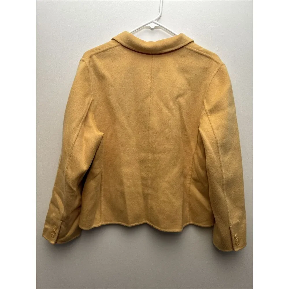 PENDLETON Blazer Petite Large Yellow Merino Wool Jacket Button Pockets Butternut